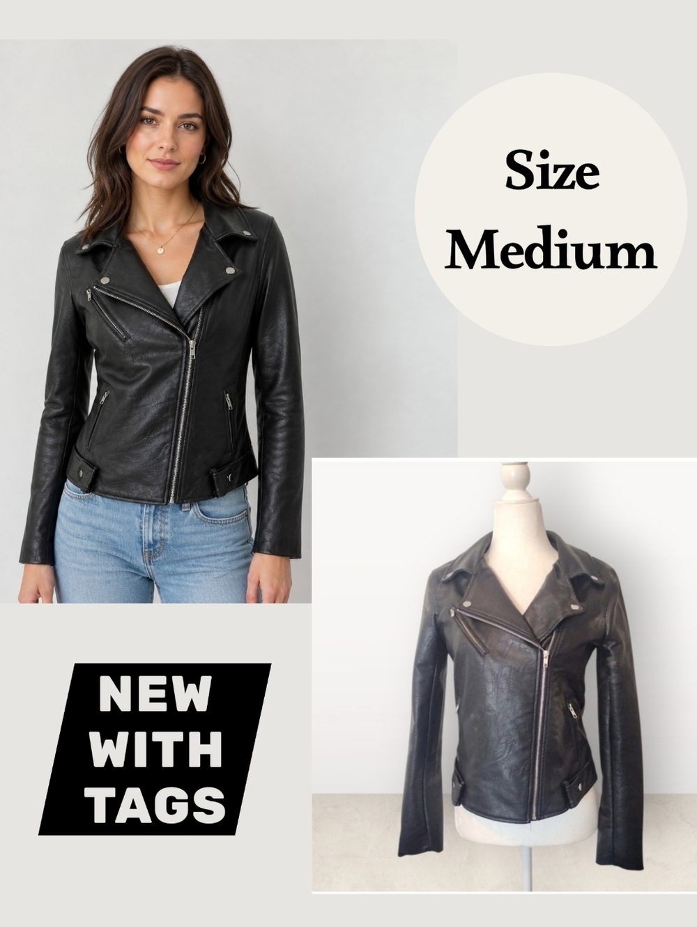 Romeo & Juliet Couture Black Biker Jacket Size Medium New With Tags